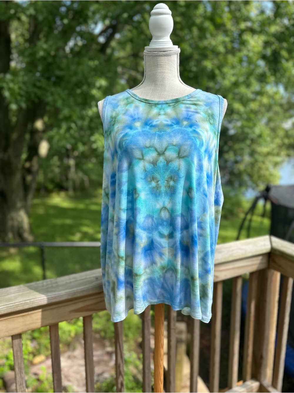 XL Old Navy Luxe Tie-Dye Hand Dyed Tank Top - Blue Green